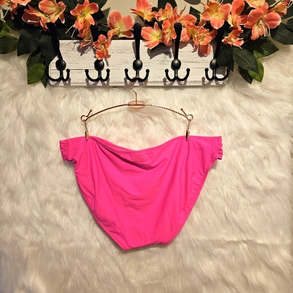 OP Raspberry Ruched Laser Cut Out Bikini Bottoms - Picture 2 of 7